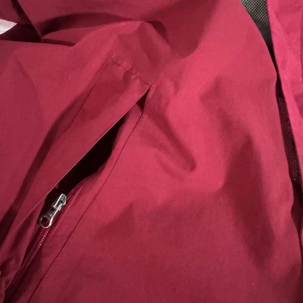 Lands' End Gore-Tex Squall Rain‎ Coat Men's L Hood Jacket Zipper Vintage Red